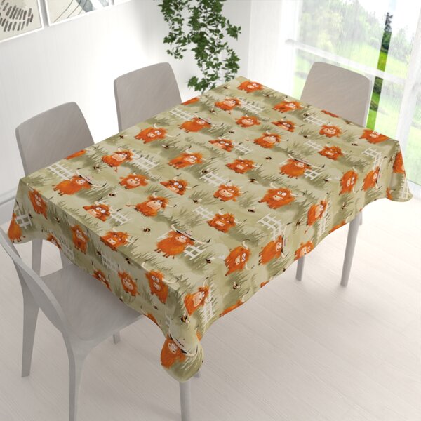 Biante Detský bavlnený obdĺžnikový obrus Sandra SA-612 Býčky na pastve na zelenom 50x100 cm