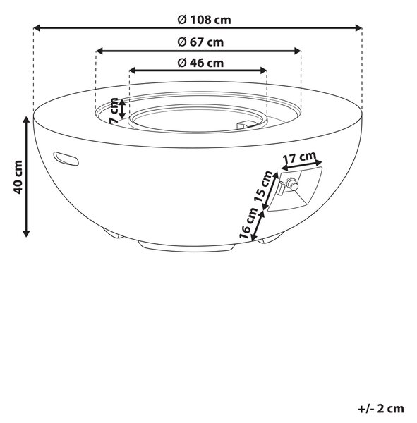 Vonkajšie záhradné ohnisko svetlosivé 108 x 40 cm okrúhle sklovláknobetón terasa balkón