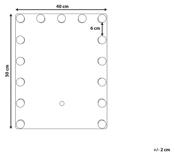 Nástenné zrkadlo s LED svetlom biele 40 x 50 cm obdĺžnikové Hollywoodske zrkadlo so žiarovkami na toaletný stolík