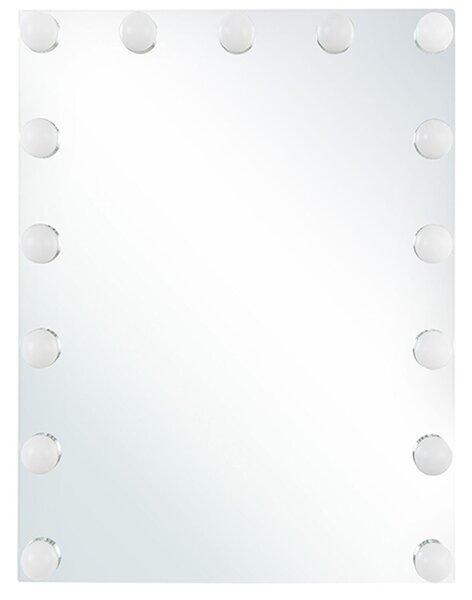 Nástenné zrkadlo s LED svetlom biele 40 x 50 cm obdĺžnikové Hollywoodske zrkadlo so žiarovkami na toaletný stolík