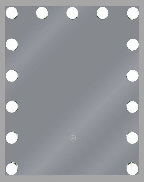 Nástenné zrkadlo s LED svetlom biele 40 x 50 cm obdĺžnikové Hollywoodske zrkadlo so žiarovkami na toaletný stolík