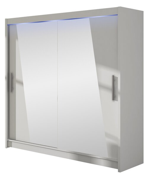 Mirjan24 Posuvná skriňa London XIV, Farby: čierna / čierna + zrkadlo, Osvetlenie: osvetlenie LED RGB - farebné 5902928735901