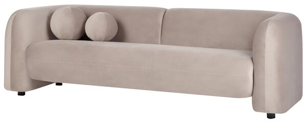 Pohovka sivobéžová zamatové čalúnenie 3-miestna extra vankúše retro glamour art deco štýl obývačka