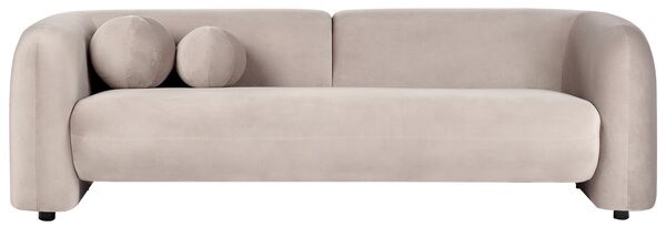 Pohovka sivobéžová zamatové čalúnenie 3-miestna extra vankúše retro glamour art deco štýl obývačka