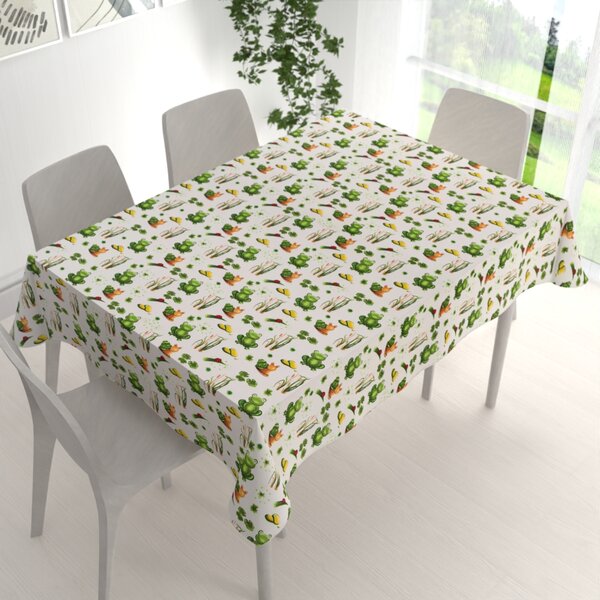 Biante Detský bavlnený obdĺžnikový obrus Sandra SA-609 Žabky a slimáky na bielom 50x100 cm