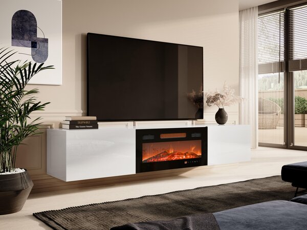 Mirjan24 TV skrinka Koda 200 s krbom, Farby: čierny / čierny lesk, Krb: čierny 5903211151798