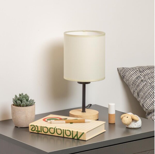 Brilagi - Stolná lampa NUBILA WOOD 1xE27/25W/230V dub/čierna/krémová