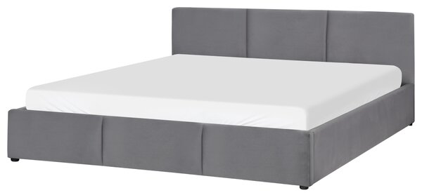 Posteľ s úložným priestorom tmavosivá zamatové čalúnenie dvojlôžková 180 x 200 cm prešívané čelo