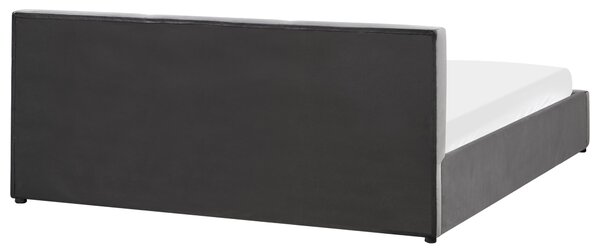 Posteľ s úložným priestorom tmavosivá zamatové čalúnenie dvojlôžková 180 x 200 cm prešívané čelo