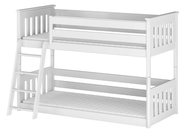 MAXMAX Detská poschodová posteľ s Montessori lôžkom z masívu borovice KEVIN - 200x90 cm - BIELA