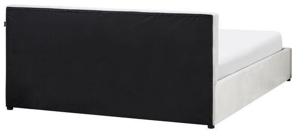 Posteľ s úložným priestorom svetlosivá zamatové čalúnenie dvojlôžková 160 x 200 cm prešívané čelo