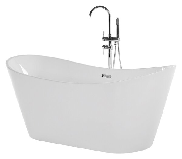 Vaňa biela akrylátová 150 x 75 cm voľne stojaca pre jednu osobu moderný dizajn kúpeľňa