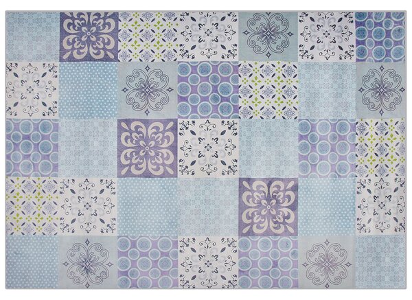 Koberec sivá béžová biela polyester 160 x 230 cm obdĺžnikový s krátkym vlasom mozaikový vzor