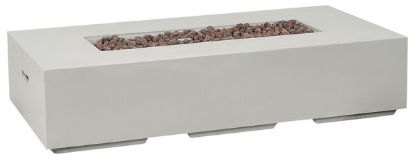 Ohnisko svetlosivé MgO oceľ 143 x 71 cm obdĺžnikový tvar propánový ohrievač záhrada terasa exteriér