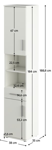 KONDELA Vysoká skrinka, matná biela, LESSY NEW 05