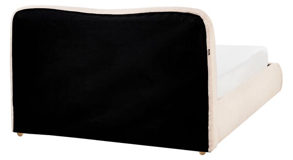 Posteľ s úložným priestorom svetlobéžová buklé čalúnenie 140 x 200 cm minimalistický moderný dizajn spálňa