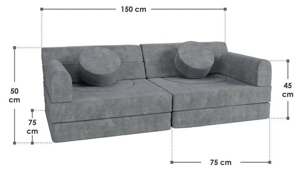 Dizajnová modulárna pohovka pre deti 150 cm, šalviová