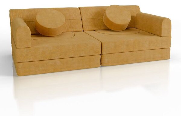 Dizajnová modulárna pohovka pre deti, 150 cm, horčicovo žltá