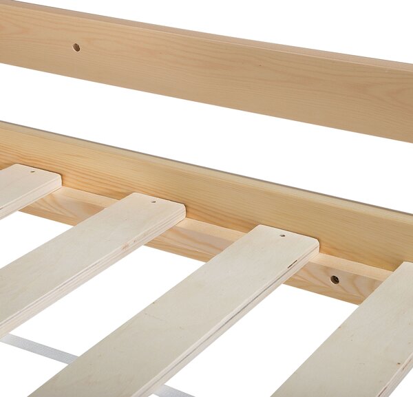 Poschodová posteľ s úložným priestorom svetlohnedá borovicové drevo 90 x 200 cm detská izba spálňa
