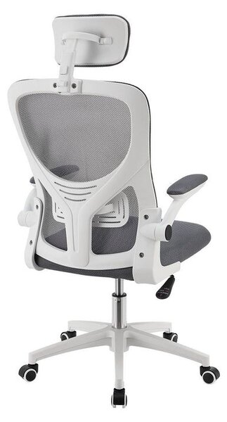 Ergonomická kancelárska stolička, sivá/biela, sieťovina