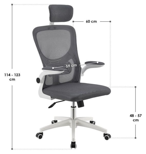 Ergonomická kancelárska stolička, sivá/biela, sieťovina