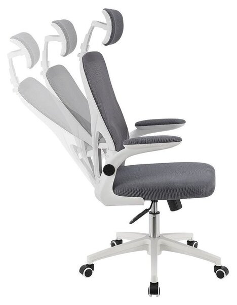 Ergonomická kancelárska stolička, sivá/biela, sieťovina