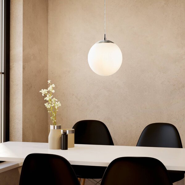 EGLO Závesná lampa Rondo 20 cm, Biela / opálová, Obývacia izba / jedáleň, Sklo, Moderný, Závesné svietidlo