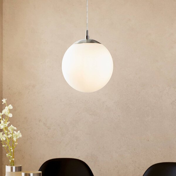 EGLO Závesná lampa Rondo 20 cm, Biela / opálová, Obývacia izba / jedáleň, Sklo, Moderný, Závesné svietidlo