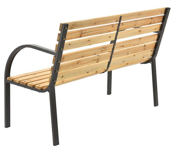 Záhradná lavička 120 cm, drevo/oceľ, 2-miestna