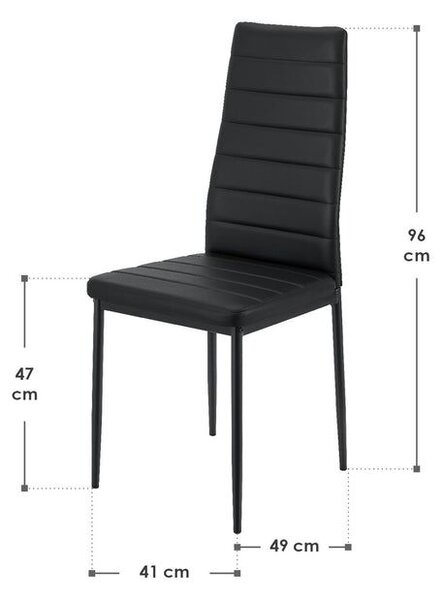 Sada jedálenských stoličiek z umelej kože, čierna, 4 kusy