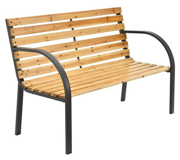 Záhradná lavička 120 cm, drevo/oceľ, 2-miestna