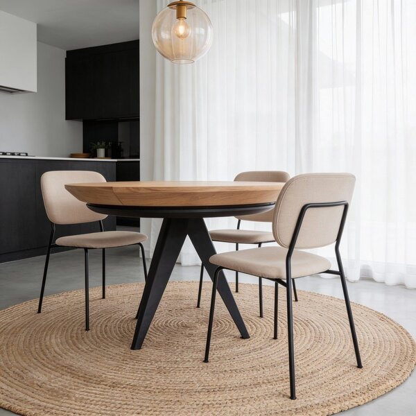 Okrúhly rozkladací jedálenský stôl s prídavnou doskou s doskou v dubovom dekore ø 120 cm Magnus – Windsor & Co Sofas
