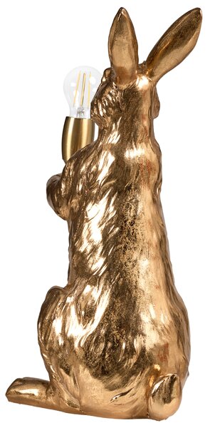 Stolná lampa zlatá polyresín zvierací motív tvar zajaca moderný glamour štýl nočná lampa obývacia izba spálňa