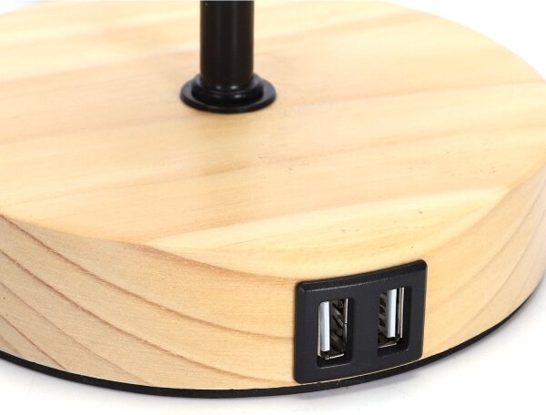 Aigostar - Stolná lampa s USB portom 1xE27/40W/230V čierna/krémová