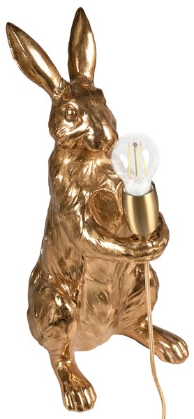 Stolná lampa zlatá polyresín zvierací motív tvar zajaca moderný glamour štýl nočná lampa obývacia izba spálňa