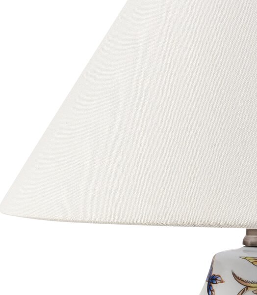 Stolná lampa biela modrá porcelánový podstavec ľanové tienidlo kvetinový vzor osvetlenie obývacia izba spálňa