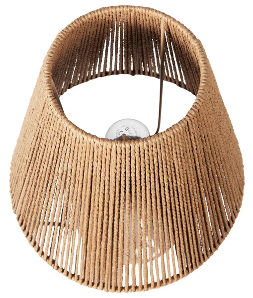 Stolová lampa sivobéžový keramický podstavec 24 x 24 x 51 cm prírodné prútené papierové tienidlo nočné svetlo spálňa obývačka