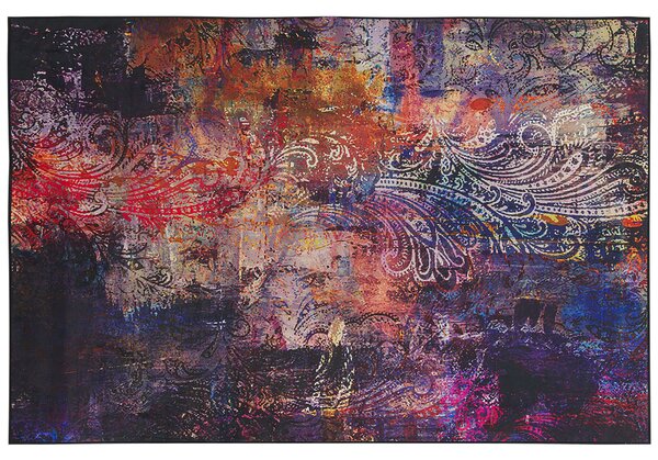 Koberec viacfarebný polyester 160 x 230 cm abstraktný vzor gumená spodná časť obývacia izba spálňa