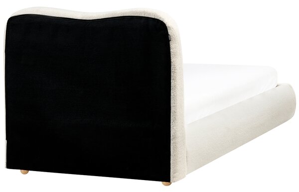 Posteľ s úložným priestorom krémová biela buklé čalúnenie 90 x 200 cm minimalistický moderný dizajn spálňa