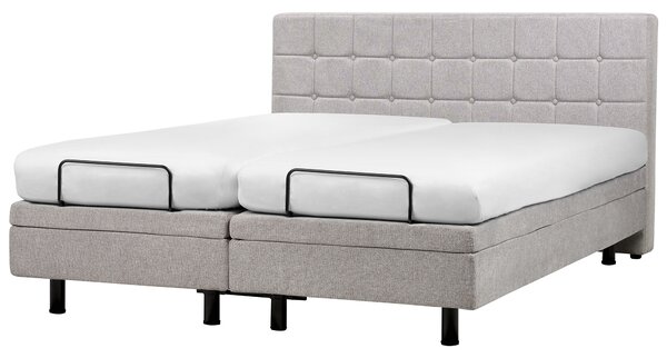 Polohovateľná posteľ svetlosivá látkové čalúnenie polyester 180 x 200 cm elektrické nastavenie roštu a opierky hlavy spálňa