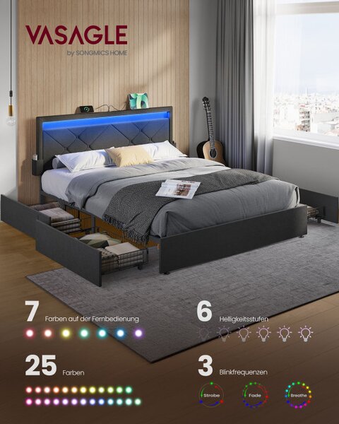 Manželská postel s LED osvetlením RMB828G02