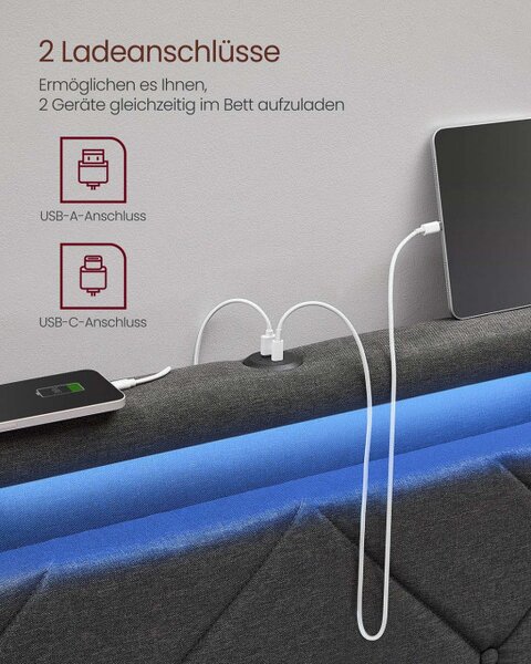 Manželská postel s LED osvetlením RMB828G02