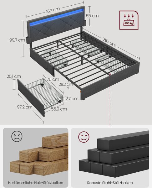 Manželská postel s LED osvetlením RMB828G02