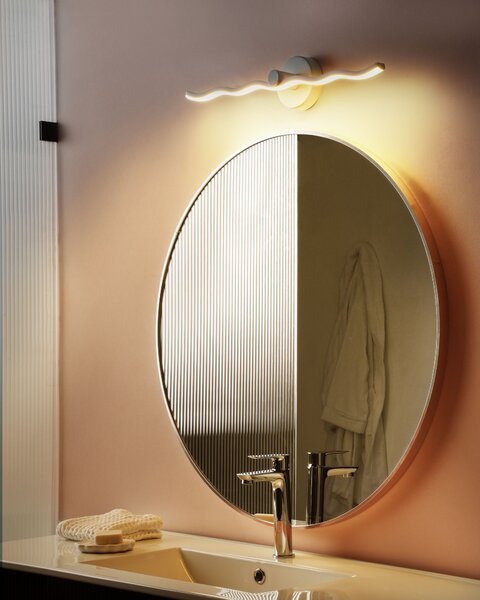 Obrazové a zrkadlové LED svietidlo biele kovové 55 cm spálňa obývacia izba kúpeľňa zrkadlová lampa moderný minimalistický dizajn