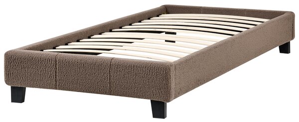Posteľ čalúnená sivobéžová buklé 90 x 200 cm rám postele s roštom bez čela spálňa moderný minimalistický štýl