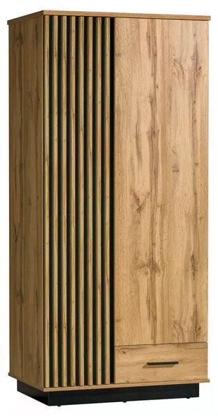 Šatníková skriňa 90 cm CATAWBA - dub wotan / čierna