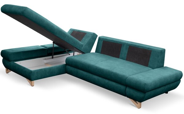 Rozkladacia rohová sedačka GULEPA 1 - petrolejová, ľavý roh