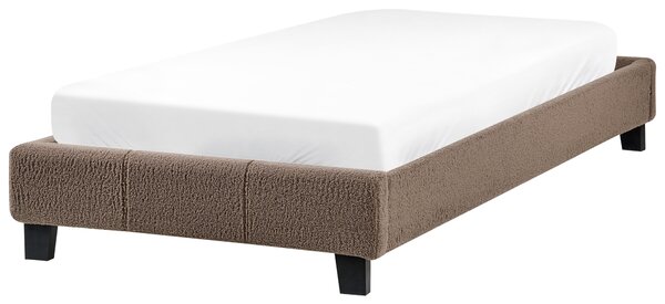 Posteľ čalúnená sivobéžová buklé 90 x 200 cm rám postele s roštom bez čela spálňa moderný minimalistický štýl