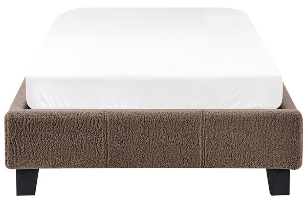 Posteľ čalúnená sivobéžová buklé 90 x 200 cm rám postele s roštom bez čela spálňa moderný minimalistický štýl