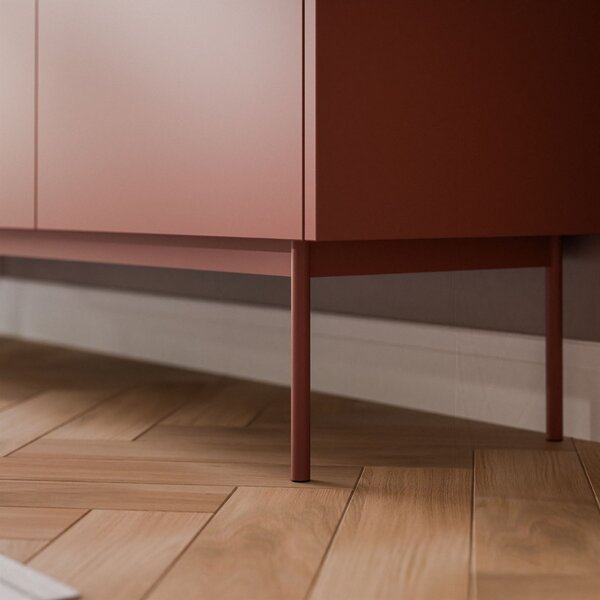 KOMODA LUCCA TROJDVEROVÁ CERAMIC RED / DUB LINEA 144 cm